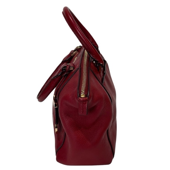 Michael Kors Riley Satchel Handbag Red Peebled Leather Gold Hardware EUC - Picture 6 of 11